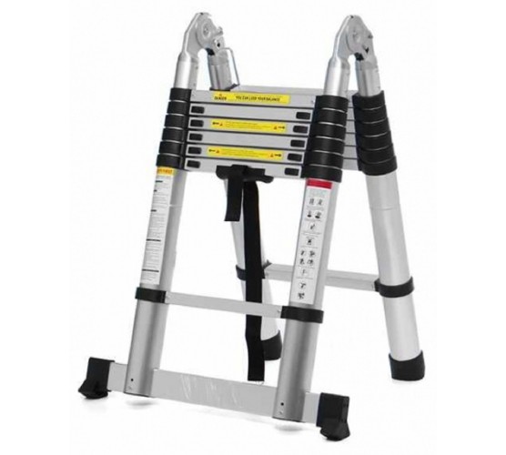 Лестница телескопическая АЛЮМЕТ DTLH2.8 двухсторонняя с шарниром 2,8+2,8 м DTLH 2.8