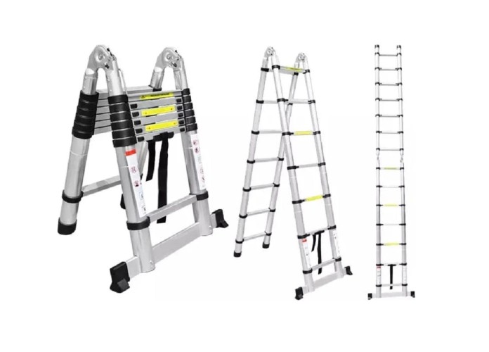 Лестница телескопическая АЛЮМЕТ STD 1.9 стальная двухсторонняя с шарниром 1.9+1.9 м - изображение 3