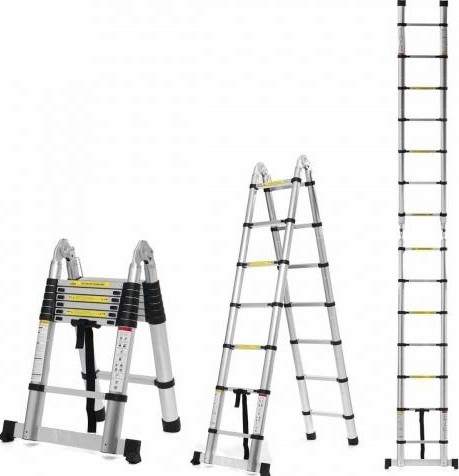 Лестница телескопическая АЛЮМЕТ DTLH1.6 двухсторонняя с шарниром 1,6+1,6 м DTLH 1.6