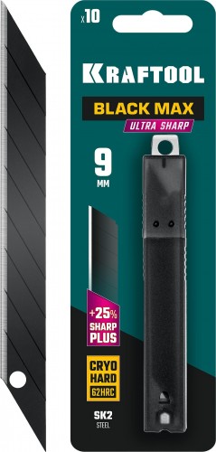 Лезвие для ножа KRAFTOOL BLACK MAX 9 мм, 10 шт. 09602-09-S10