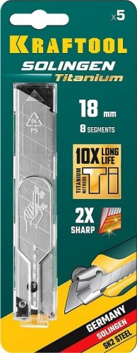 Лезвие для ножа KRAFTOOL SOLINGEN сегментированные с покрытием tin ширина 18 мм, 8 с 09605-TIN-18-S5_z02 - изображение 3