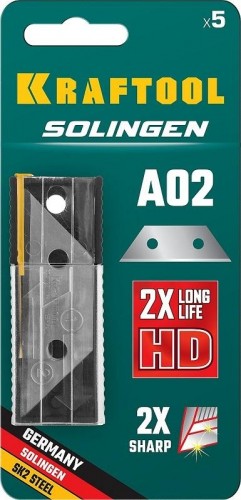Лезвие для ножа KRAFTOOL SOLINGEN трапециевидные тип а02, 5 шт, 09627-S5_z02 - изображение 3