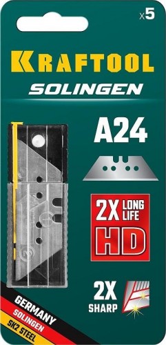 Лезвие для ножа KRAFTOOL SOLINGEN трапециевидные тип а24, 5 шт, 09625-S5_z02 - изображение 3