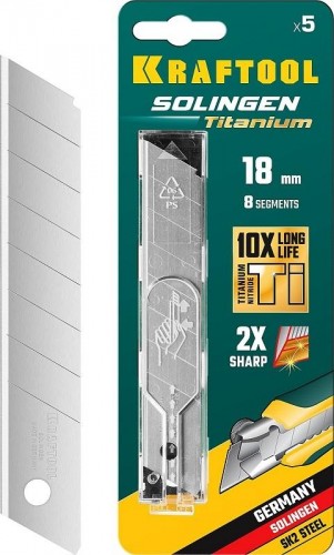 Лезвие для ножа KRAFTOOL SOLINGEN сегментированные с покрытием tin ширина 18 мм, 8 с 09605-TIN-18-S5_z02 - изображение 2
