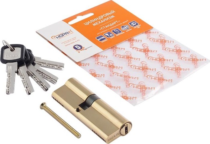 Личинка замка НОРА-М ЛПУ-90 (50-40) ассиметр. "Латунь" 12690 - изображение 2