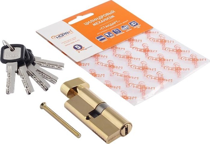 Личинка замка НОРА-М ЛПУВ-70 (35-35) с вертушкой "Золото" 5358 - изображение 2