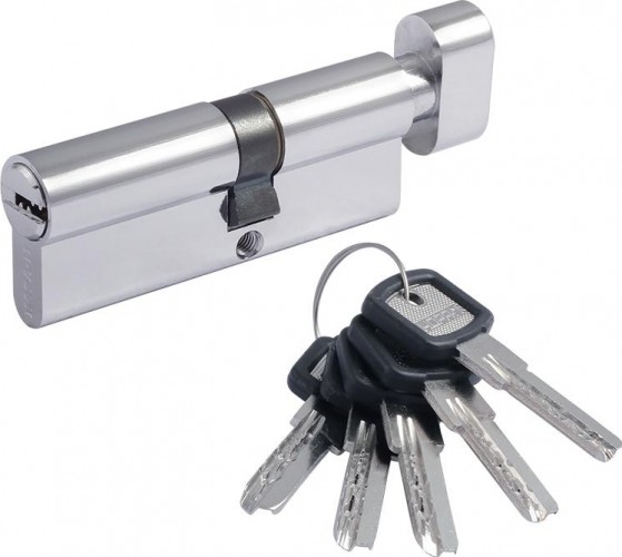 Личинка замка НОРА-М ЛПУВ.УК-80 (45-35в) асимметр. с вертушкой "Хром" 15080