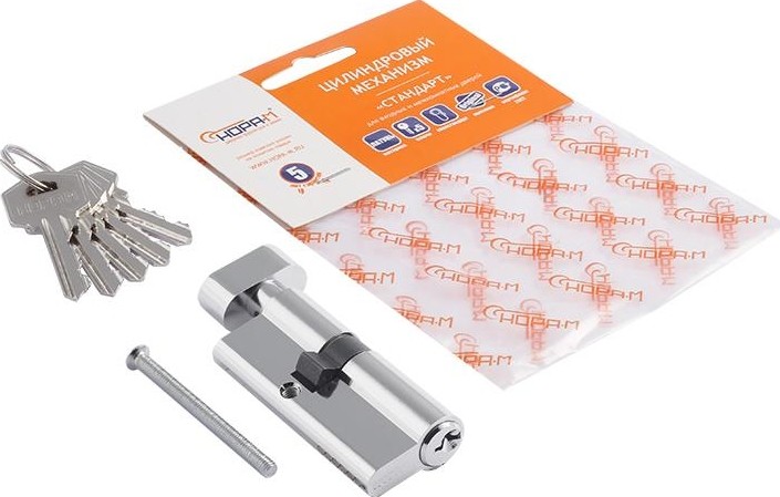 Личинка замка НОРА-М ЛУВ-70 (40-30в) асимметр. с вертушкой "Хром" 12681 - изображение 3