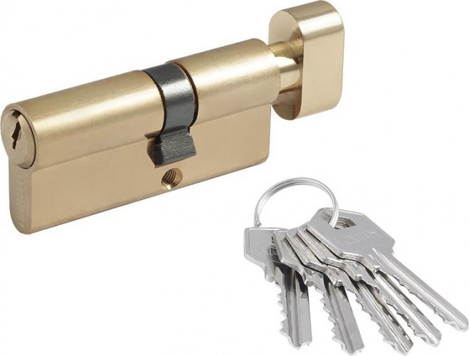 Личинка замка НОРА-М ЛУВ-70 (40-30в) асимметр. с вертушкой "Латунь"  12680