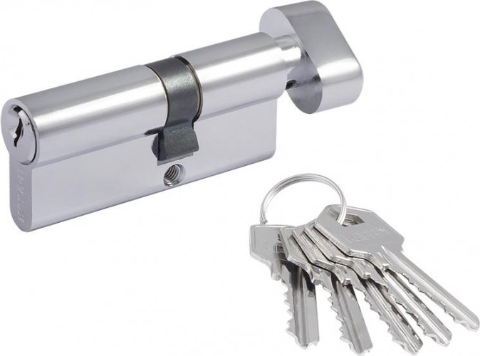 Личинка замка НОРА-М ЛУВ-70 (40-30в) асимметр. с вертушкой "Хром" 12681