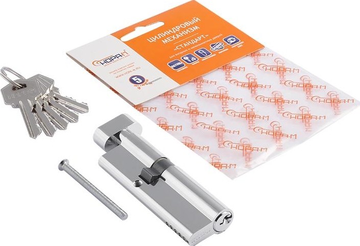 Личинка замка НОРА-М ЛУВ-90 (55-35в) асимметр. с вертушкой "Хром" 11870 - изображение 3