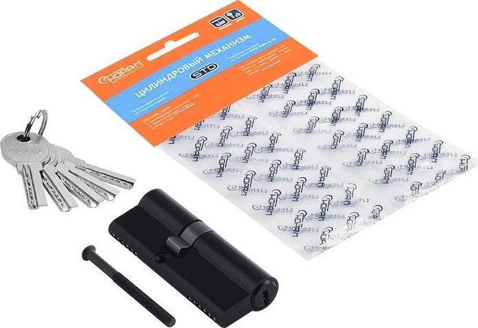 Личинка замка НОРА-М STD Al ЛП-80 (45-35) ассиметр. "Черная" 19047 - изображение 2