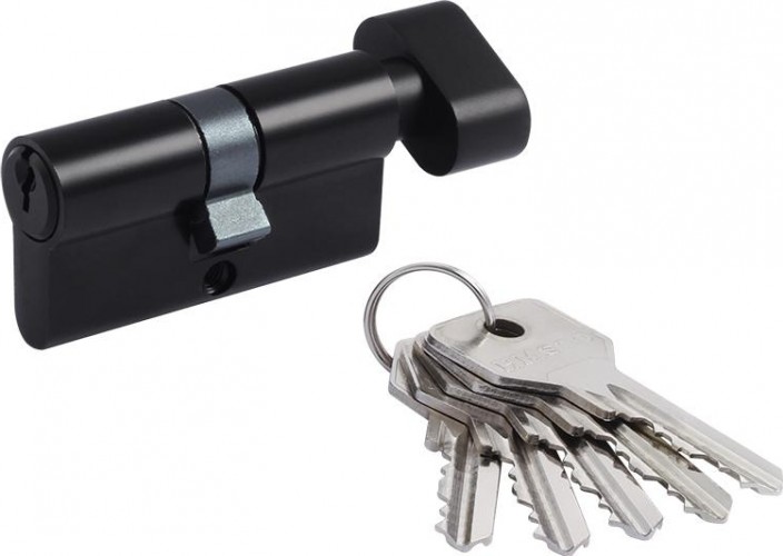 Личинка замка НОРА-М STD Al ЛВ-60 (30-30) с вертушкой "Черная" 19036