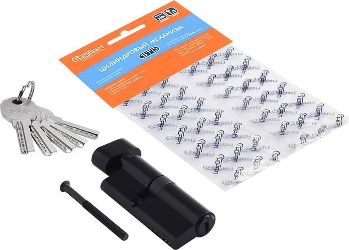 Личинка замка НОРА-М STD Al ЛПВ-70 (40-30в) асимметр. с вертушкой "Черная" 19070 - изображение 2