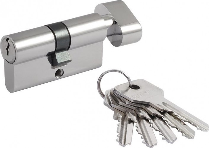 Личинка замка НОРА-М STD Al ЛВ-60 (30-30) с вертушкой "Хром" 16554