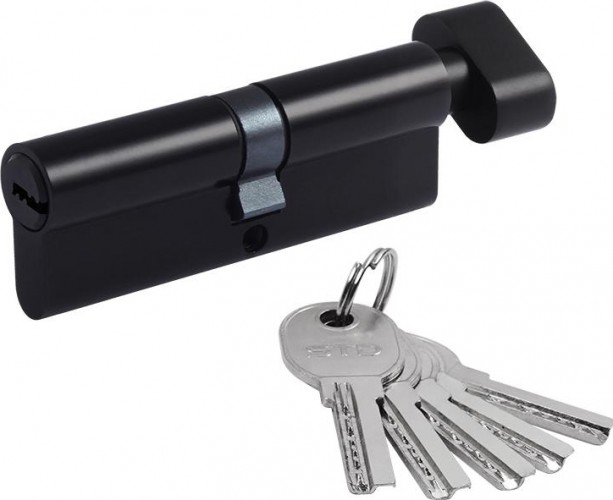 Личинка замка НОРА-М STD Al ЛПВ-90 (45-45) с вертушкой "Черная" 19075