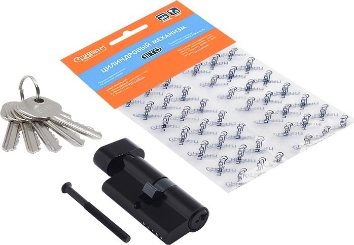 Личинка замка НОРА-М STD Al ЛВ-60 (30-30) с вертушкой "Черная" 19036 - изображение 2