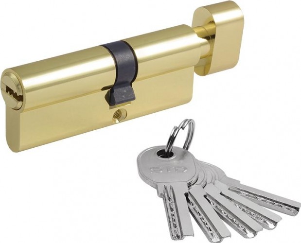 Личинка замка НОРА-М STD Al ЛПВ-80 (45-35в) асимметр. с вертушкой "Золото" 19072