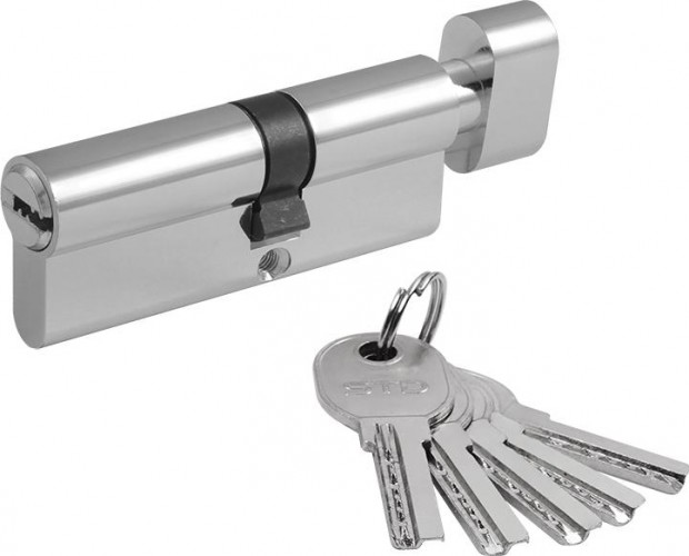 Личинка замка НОРА-М STD Al ЛПВ-80 (45-35в) асимметр. с вертушкой "Хром" 19073