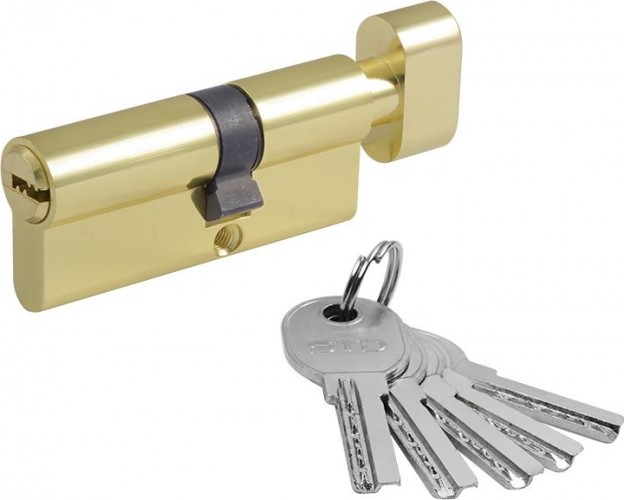 Личинка замка НОРА-М STD Al ЛПВ-70 (40-30в) асимметр. с вертушкой "Золото" 19068