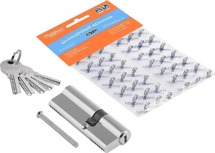 Личинка замка НОРА-М STD Al Л-90 (55-35) ассиметр. "Хром" 19055 - изображение 2