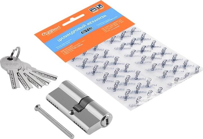 Личинка замка НОРА-М STD Al Л-70 (40-30) ассиметр. "Хром" 19041 - изображение 2