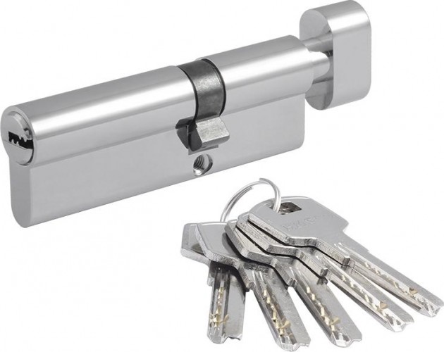 Личинка замка НОРА-М STD Al ЛПВ-90 (55-35в) асимметр. с вертушкой "Хром" 16563