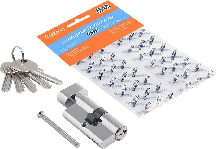 Личинка замка НОРА-М STD Al ЛВ-60 (30-30) с вертушкой "Хром" 16554 - изображение 2