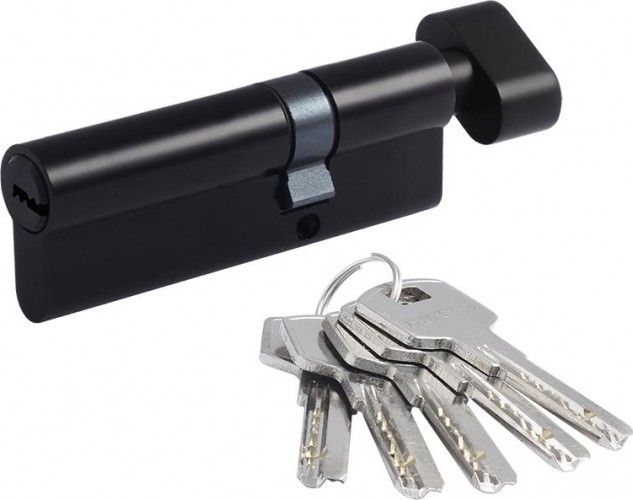 Личинка замка НОРА-М STD Al ЛПВ-90 (55-35в) асимметр. с вертушкой "Черная" 19079