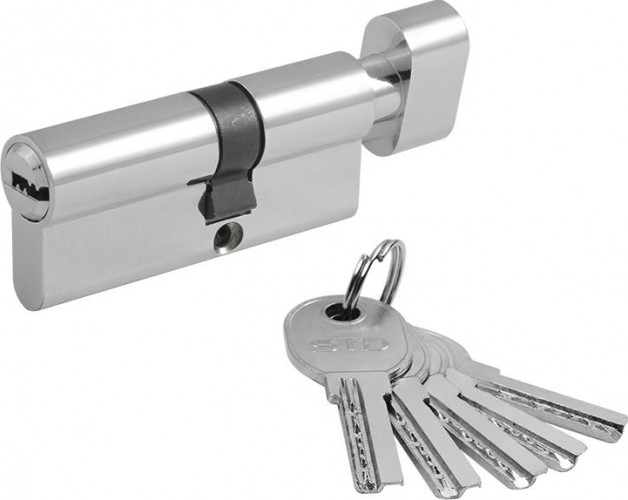 Личинка замка НОРА-М STD Al ЛПВ-70 (40-30в) асимметр. с вертушкой "Хром" 19069