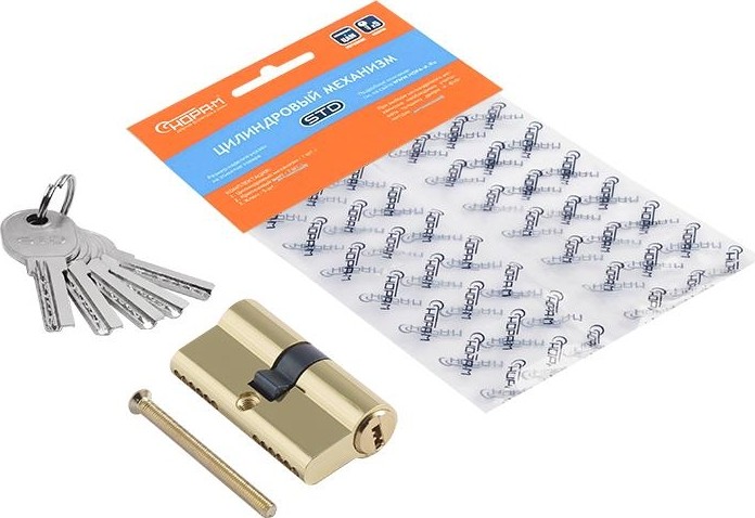 Личинка замка НОРА-М STD Al ЛП-60 (30-30) "Золото" 16598 - изображение 2