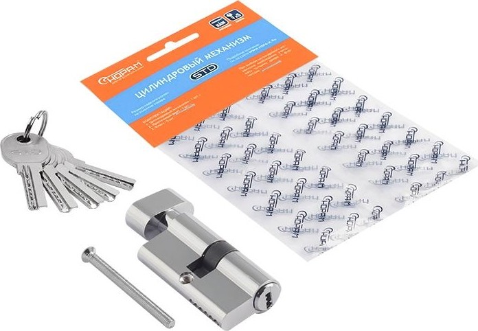 Личинка замка НОРА-М STD Al ЛПВ-60 (30-30) с вертушкой "Хром" 19065 - изображение 2