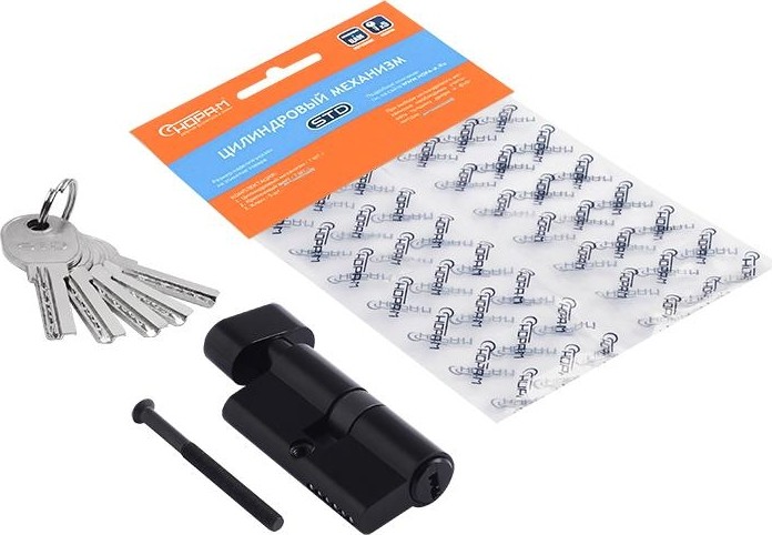 Личинка замка НОРА-М STD Al ЛПВ-60 (30-30) с вертушкой "Черная" 19066 - изображение 2