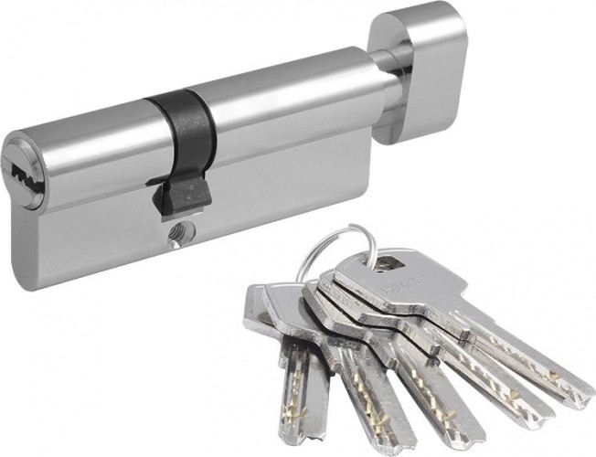 Личинка замка НОРА-М STD Z ЛПВ-80 (35-45в) асимметр. с вертушкой "Хром" 18424