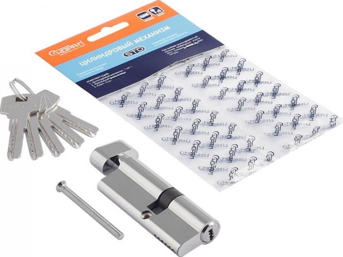Личинка замка НОРА-М STD Z ЛПВ-80 (35-45в) асимметр. с вертушкой "Хром" 18424 - изображение 3