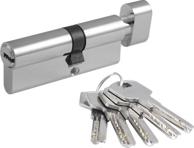 Личинка замка НОРА-М STD Z ЛПВ-80 (45-35в) асимметр. с вертушкой "Хром" 18423