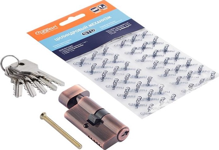 Личинка замка НОРА-М STD Z ЛВ-60 (30-30) с вертушкой "Старая медь" 18502 - изображение 2