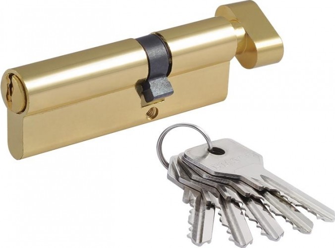 Личинка замка НОРА-М STD Z ЛВ-90 (55-35в) асимметр. с вертушкой "Золото" 15546