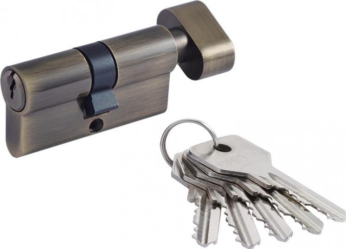 Личинка замка НОРА-М STD Z ЛВ-60 (30-30) с вертушкой "Старая бронза" 15544