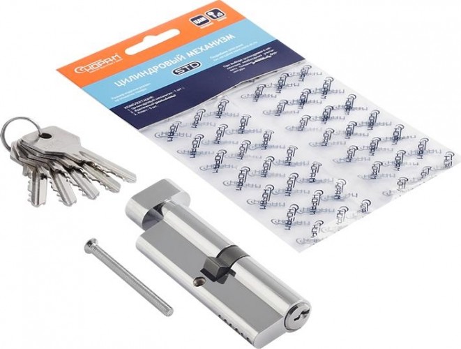 Личинка замка НОРА-М STD Z ЛВ-90 (45-45) с вертушкой "Хром" 15545 - изображение 2