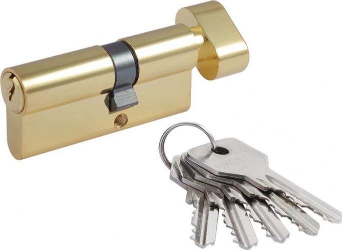 Личинка замка НОРА-М STD Z ЛВ-70 (40-30в) асимметр. с вертушкой "Золото" 16578