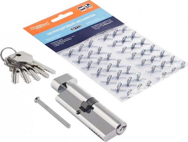 Личинка замка НОРА-М STD Z ЛВ-90 (50-40в) асимметр. с вертушкой "Хром" 16099 - изображение 2