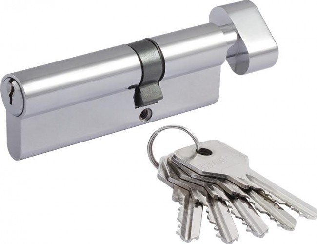 Личинка замка НОРА-М STD Z ЛВ-90 (55-35в) асимметр. с вертушкой "Хром" 15547