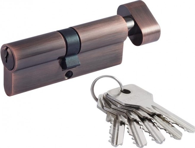 Личинка замка НОРА-М STD Z ЛВ-80 (40-40) с вертушкой "Старая медь" 18666