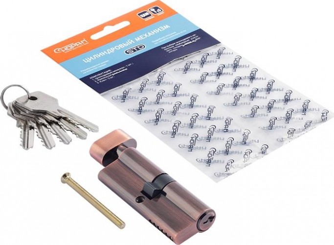 Личинка замка НОРА-М STD Z ЛВ-80 (40-40) с вертушкой "Старая медь" 18666 - изображение 2