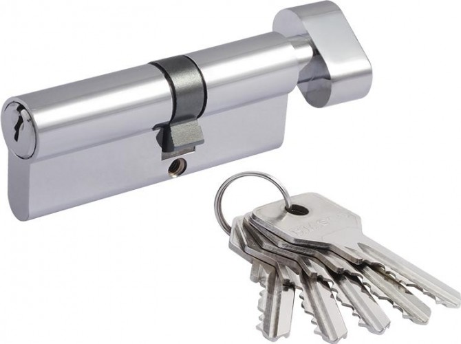 Личинка замка НОРА-М STD Z ЛВ-80 (45-35в) асимметр. с вертушкой "Хром" 16097