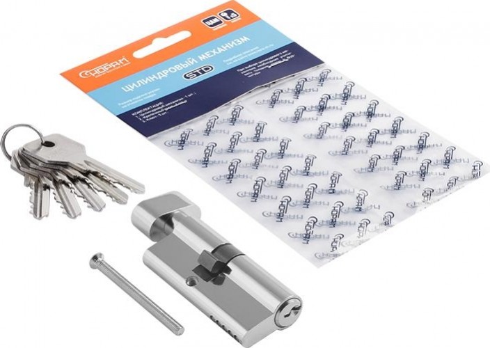 Личинка замка НОРА-М STD Z ЛВ-70 (40-30в) асимметр. с вертушкой "Хром" 16579 - изображение 2