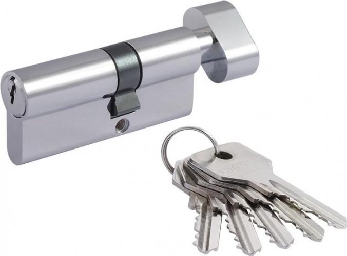 Личинка замка НОРА-М STD Z ЛВ-70 (40-30в) асимметр. с вертушкой "Хром" 16579