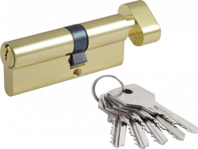 Личинка замка НОРА-М STD Z ЛВ-80 (45-35в) асимметр. с вертушкой "Золото" 16096