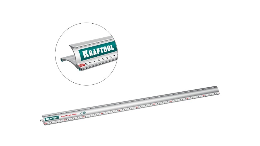 Линейка алюминиевая KRAFTOOL 34275-100 KRAFT-LINE, 1.0 м, усиленная со стальн. направл.